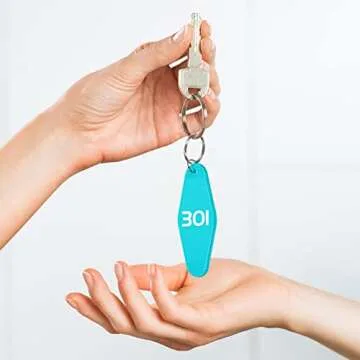 Meanplan 60 Pcs Motel Keychain Set for DIY Crafts