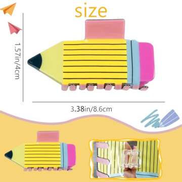 Back to School Hair Claw Clips Pencil Hair Claw Clip Cute Hair Clips for Women Teacher Funny Claw Cl...