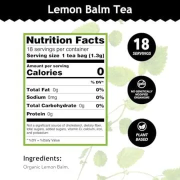 Buddha Teas Organic Lemon Balm Tea Bags for Relaxation