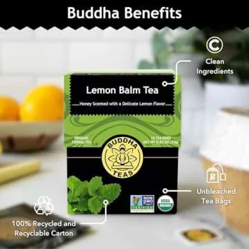 Buddha Teas Organic Lemon Balm Tea Bags for Relaxation