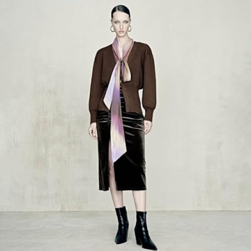 URBAN REVIVO Women Knitted Cardigans Long Sleeve V-Neck Lightweight Sweater One Leaf Button Down Outwear Brown, Small