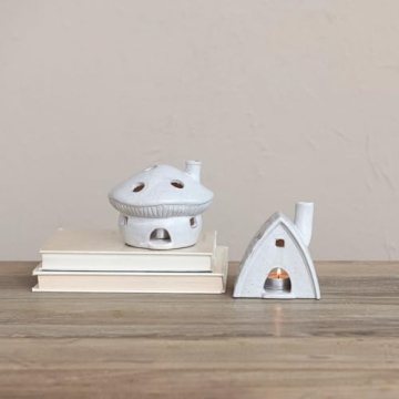 Compact Stoneware House Tealight Holder | Serene Decor