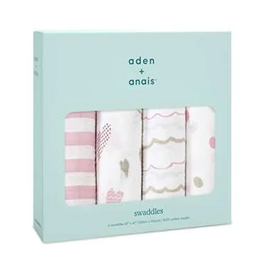 aden + anais Swaddle Blanket, Boutique Muslin Blankets for Girls & Boys, Baby Receiving Swaddles, Id...