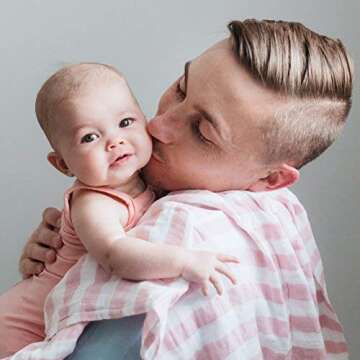 aden + anais Swaddle Blanket, Boutique Muslin Blankets for Girls & Boys, Baby Receiving Swaddles, Ideal Newborn & Infant Swaddling Set, Perfect Shower Gifts, 4 Pack, Heart Breaker