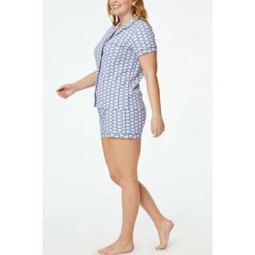 Yiulangde Womens Cute Elephant Cotton Pajamas Y2k Lounge Short Sleeve Shirt Matching Pjs Shorts Pajama Sets for Women 2 Piece Sleepwear