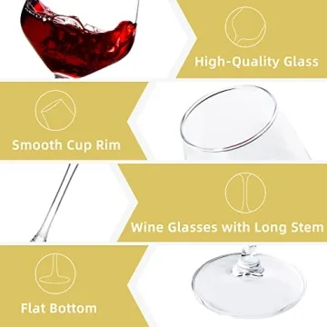 Elegant Long Stem Wine Glasses Set of 8 - 12oz Clear