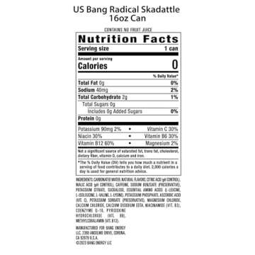 Bang Energy Radical Skadattle, Sugar-Free Energy Drink, 16-Ounce (Pack of 12)