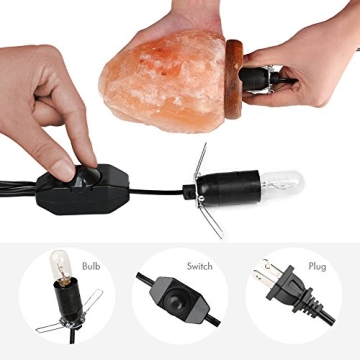 Betus Himalayan Salt Lamp with Dimmable Cord and Bulb