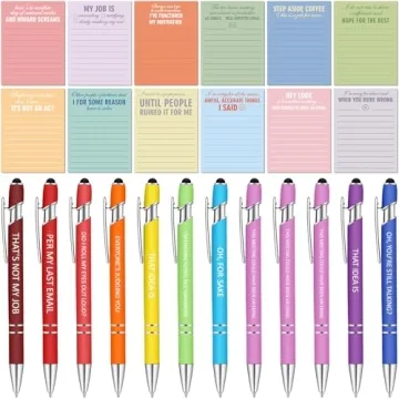 Geyee 24 Pcs Funny Sarcastic Notepads with Pens - Ideal Coworker Gift