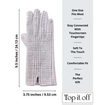 Top It Off Plaid Gloves For Women - Touch Screen Finger & Thumb - Stylish, Warm, Winter Gloves - Gif...
