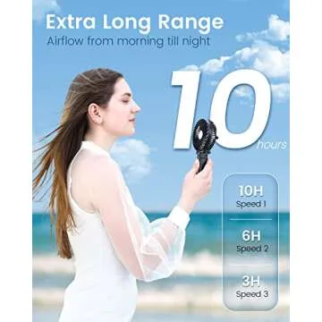 EasyAcc Mini Handheld Fan, Portable Fan Small USB Desk Fan Personal Hand Fan 3 Speed 10H Working Hours Rechargeable Battery Cooling Folding Fan for Travel Outdoor Office Household