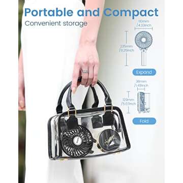 EasyAcc Mini Handheld Fan, Portable Fan Small USB Desk Fan Personal Hand Fan 3 Speed 10H Working Hours Rechargeable Battery Cooling Folding Fan for Travel Outdoor Office Household