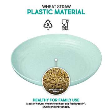 shopwithgreen Wheat Straw Reusable Dinner Plates, Camping Outdoor Plates Sets, for Kitchen, Dorm Roo...