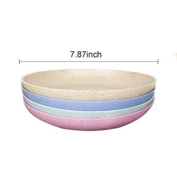 shopwithgreen Wheat Straw Reusable Dinner Plates, Camping Outdoor Plates Sets, for Kitchen, Dorm Room, Microwave Dishwasher Safe Dinner Plates, Unbreakable and Lightweight, 7.8 Inch, 4 PCS