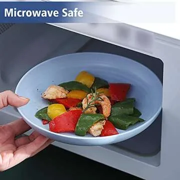 shopwithgreen Wheat Straw Reusable Dinner Plates, Camping Outdoor Plates Sets, for Kitchen, Dorm Room, Microwave Dishwasher Safe Dinner Plates, Unbreakable and Lightweight, 7.8 Inch, 4 PCS