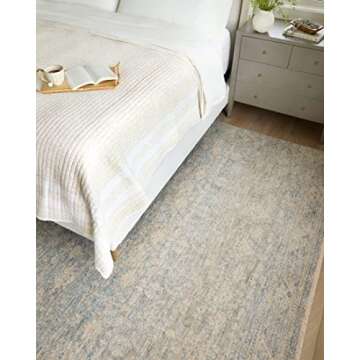 Loloi Angela Rose Blake Collection BLA-01 Sky/Beige 7'-10" x 10'-2", .25" Pile Height, Fringe, Area Rug