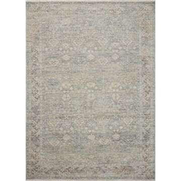 Loloi Angela Rose Blake Collection BLA-01 Sky/Beige 7'-10" x 10'-2", .25" Pile Height, Fringe, Area Rug