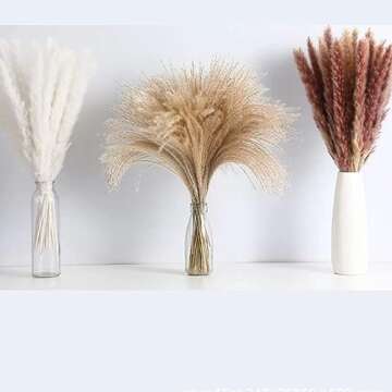 Dried Pampas Grass Decor 60 PCS Pampas Grass Decor with Bunny Tails for Vase, Boho Dried Flowers for...