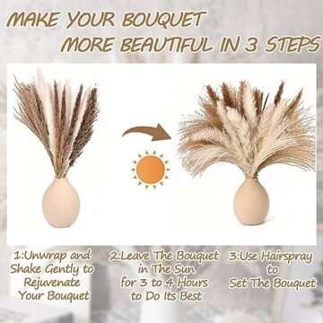 Dried Pampas Grass Decor 60 PCS Pampas Grass Decor with Bunny Tails for Vase, Boho Dried Flowers for Floral Arrangements, Fall Flowers Reed Grass Bouquet for Home Table Decor, Farmhouse Decor