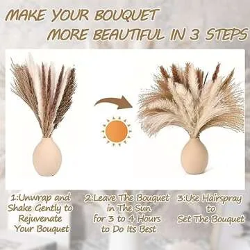 Dried Pampas Grass Decor 60 PCS Pampas Grass Decor with Bunny Tails for Vase, Boho Dried Flowers for Floral Arrangements, Fall Flowers Reed Grass Bouquet for Home Table Decor, Farmhouse Decor