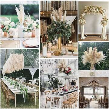 Dried Pampas Grass Decor 60 PCS Pampas Grass Decor with Bunny Tails for Vase, Boho Dried Flowers for Floral Arrangements, Fall Flowers Reed Grass Bouquet for Home Table Decor, Farmhouse Decor