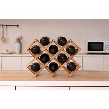 PENGKE Wine Rack - Stylish Wood Storage for 10 Bottles