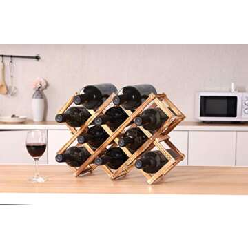 PENGKE Wine Rack - Stylish Wood Storage for 10 Bottles
