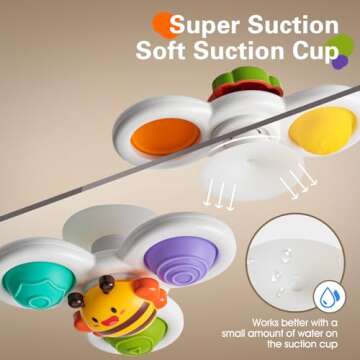 3PCS Suction Cup Spinner Toys for 1 2 Year Old Boys Spinning Toys 12-18 Months Sensory Toys for Toddlers 1-3 First Birthday Baby Gifts for Girls