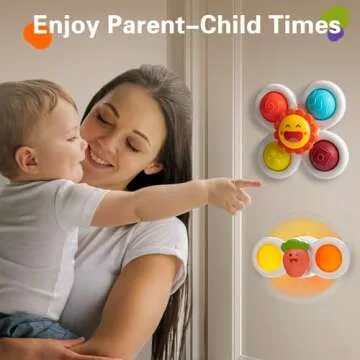 3PCS Suction Cup Spinner Toys for 1 2 Year Old Boys Spinning Toys 12-18 Months Sensory Toys for Toddlers 1-3 First Birthday Baby Gifts for Girls