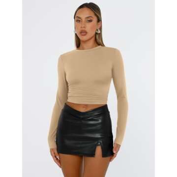 Trendy Queen Women’s Long Sleeve Crop Tops - Stylish Basics for All Occasions