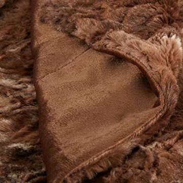 Amazon Brand – Pinzon Faux Fur Throw Blanket 63" x 87", Alpine Brown