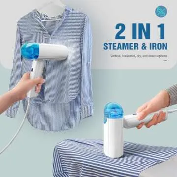 TYY Travel Steamer for Clothes with Dual Voltage 100-240V, Foldable Clothes Steamer Fabric Wrinkle Remover, Portable Handheld Garment Steamer and Steam Iron 2-in-1 for Worldwide Traveling