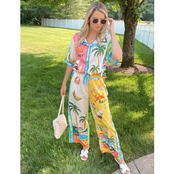 Rousytn Boho Print 2 Piece Lounge Set for Women