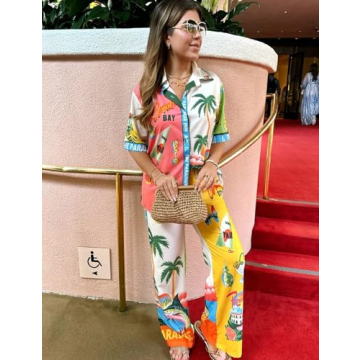 Rousytn Boho Print 2 Piece Lounge Set for Women