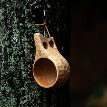 GCS Handmade Kuksa Wood Camp Mug with Fork and Spoon