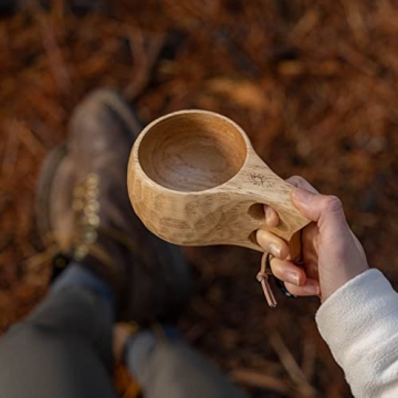 GCS Handmade Kuksa Wood Camp Mug with Fork and Spoon