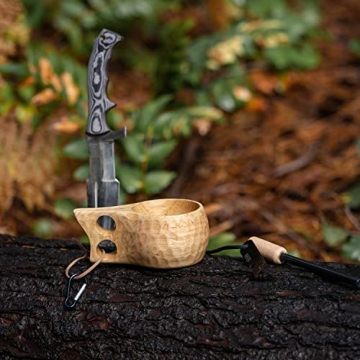 GCS Handmade Kuksa Wood Camp Mug with Fork and Spoon