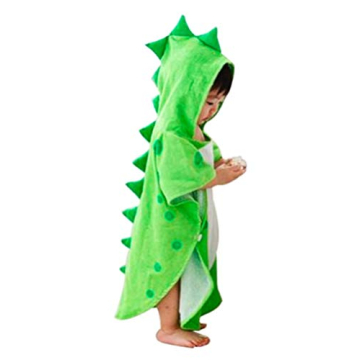 Maleroads Soft Cotton Baby Bath Towel Beach Towel Bathrobe for Kids 0-4 Years (Green Dinosaur, 21.5 ...