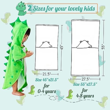 Maleroads Cotton Baby Bath Towel Hooded Dinosaur Style