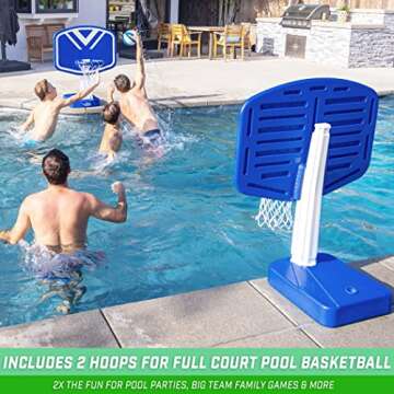 GoSports Splash Hoop 2-in-1 Full Court Pool Basketball & Volleyball Game Set