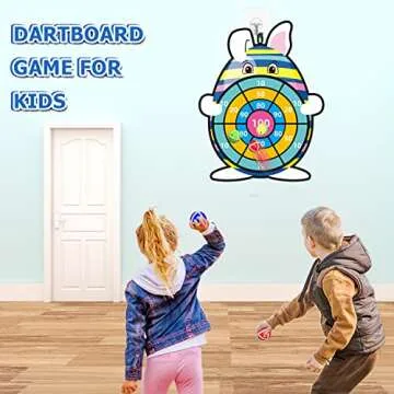 HONGID Easter Basket Stuffers,30" Bunny Dart Board With 12 Sticky Balls,Easter Eggs Filled,Easter Theme Party Favor,Easter Gifts for Boys Girls - Outdoor Indoor Kids Toys-Easter Decor Decorations