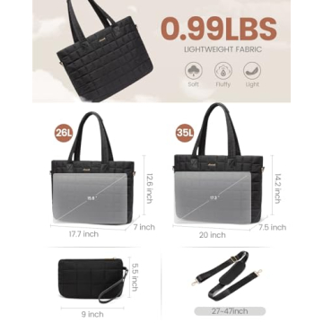 LOVEVOOK Puffer Tote Bag Lightweight Stylish Spacious