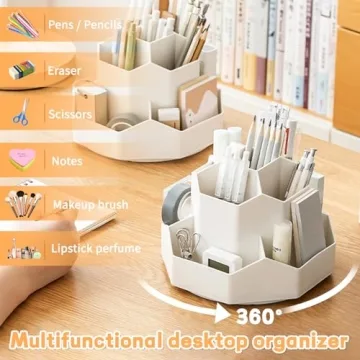 Rotating Pencil Pen Holder - 9 Slots for Desk