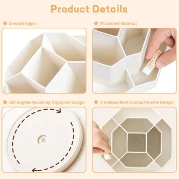 Rotating Pencil Pen Holder - 9 Slots for Desk