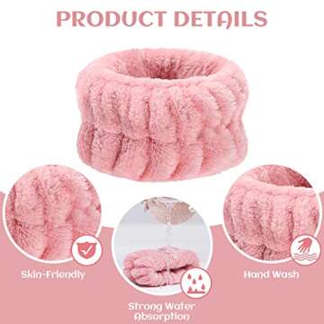 OROGHT Wrist Towels for Face Washing, Women's Microfiber Spa Wash Face Wrist Towel Band, Absorbent Wrist Sweatband for Girls, Prevent Water from Spilling Down Your Arms 8Pcs