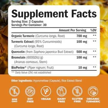 Quercetin with Bromelain Turmeric Supplement - Quercetin 500mg Capsules + Curcumin with Black Pepper - Joint Supplements for Women & Men. Bromelain Turmeric Curcumin Supplement. 60 Tumeric Capsules