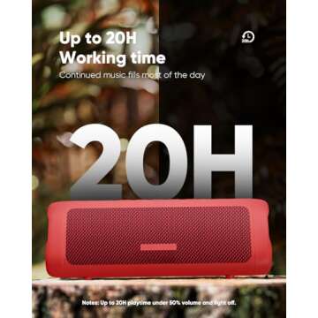 Bluetooth Speaker, IPX5 Waterproof Speaker with HD Sound, Up to 20H Playtime, TWS Pairing, BT5.3, Portable Wireless Speakers for Home/Party/Outdoor/Beach, Electronic Gadgets, Birthday Gift (Red)