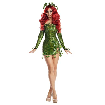 Party King Women's Poisonous Villain Costume with Gloves and Headpiece, Green