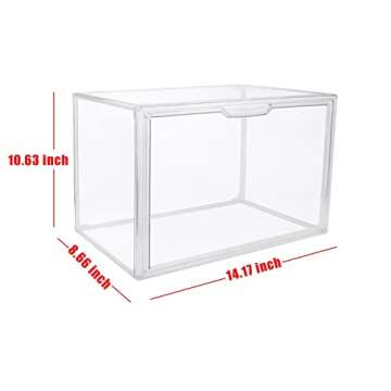 GUDEMAY Clear Stackable Plastic Storage Bins with Magnetic Lid, Dustproof Book & Cosmetic Display Cases, Large Figures Collectibles Showcase, Shoe Box, Protection Organizer (Transparent - 3 Pack)
