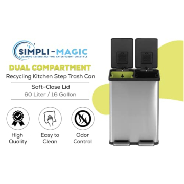 Hand-Free Dual Compartment Kitchen Trash Can - SIMPLI-MAGIC